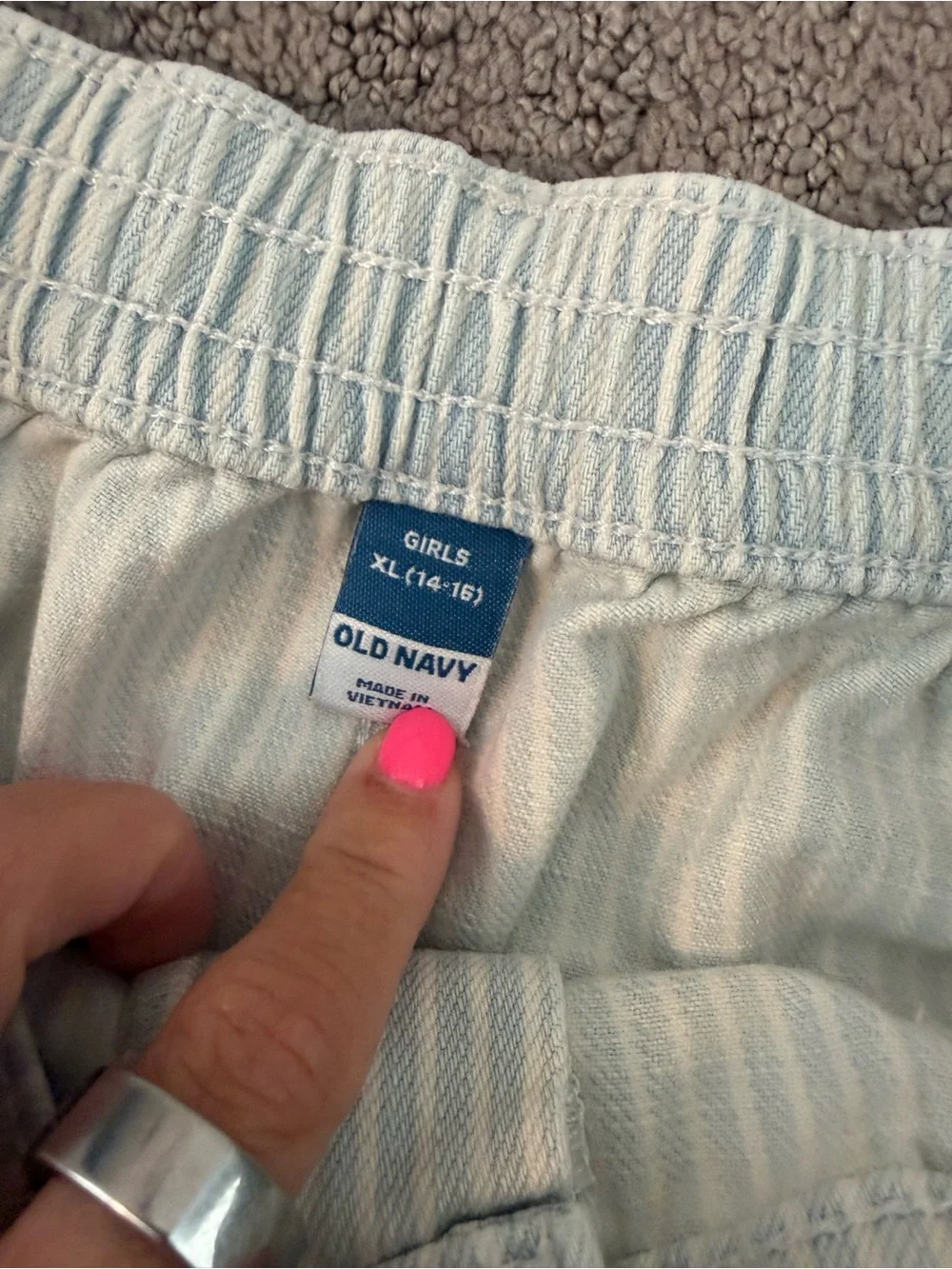 Old Navy Light Blue & White Pinstripe Girls' Elastic-Waist Shorts